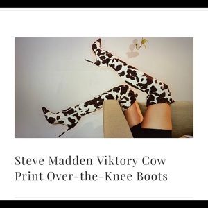 Steve Madden Knee High Cow Print Boots